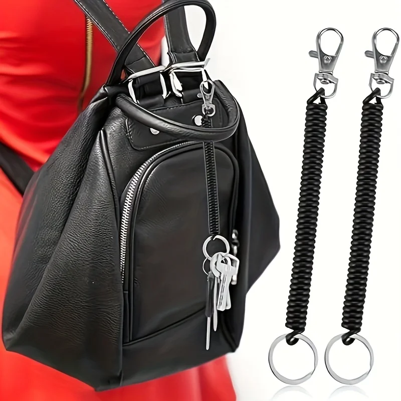 4-Piece Retractable Coil Keychain Set with Lobster Clasp