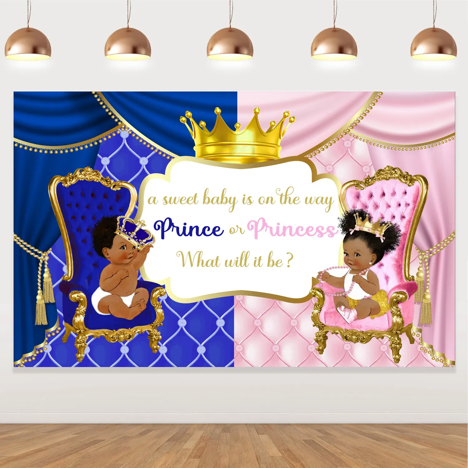 

Crown Theme Gender Reveal Party Decor, A Sweet Baby Is on the Way Prince or Princess What Will It Be Backdrop, Party Supplies
