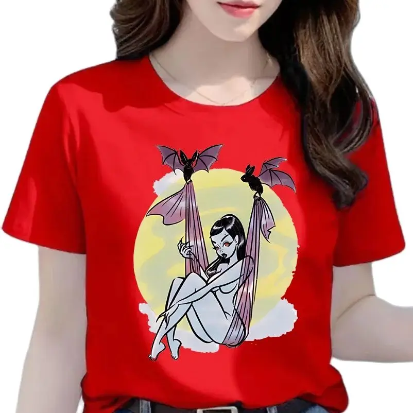 

New Halloween Cartoon Funny Sweet Girly Short Sleev Tops Oversized T Shirt Harajuku Graphic Vintage Clothes Pro Choice Tee