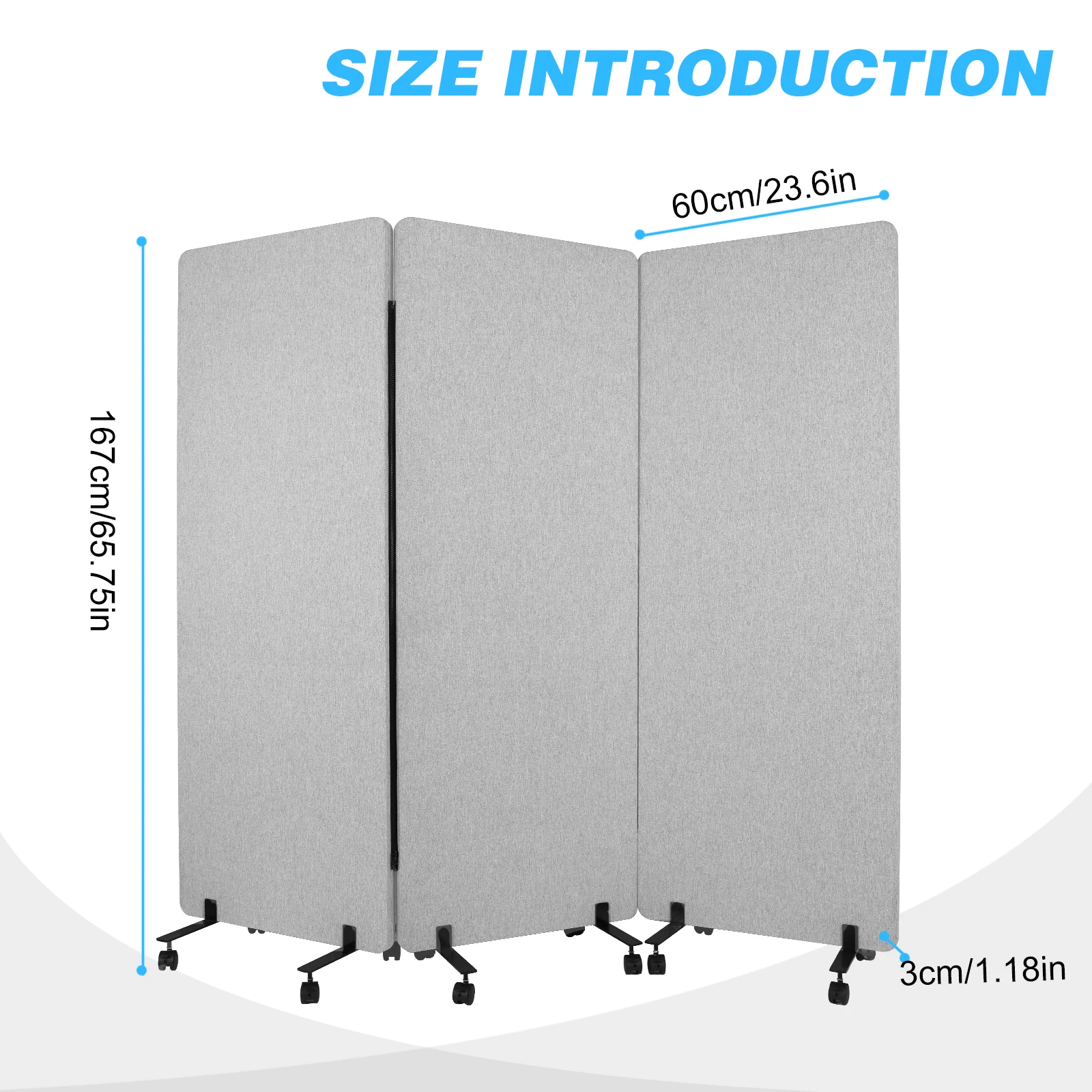 3 Panel Soundproof Privacy Panels for Dorm Studio Office (foothol Light Grey)
