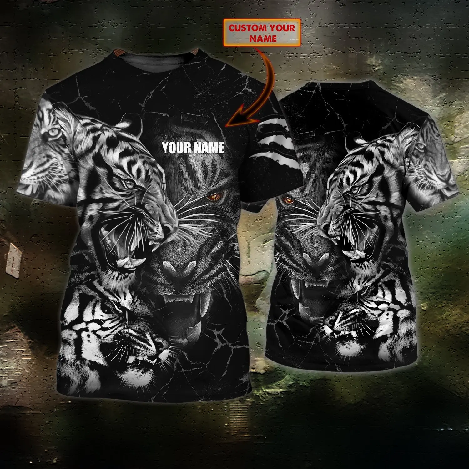 PLstar Cosmos Tier Tiger Personalisierter Name 3D-gedrucktes Sommer-Herren-T-Shirt Harajuku Casual Unisex Kurzarm-Tops DW74 – Detail 11
