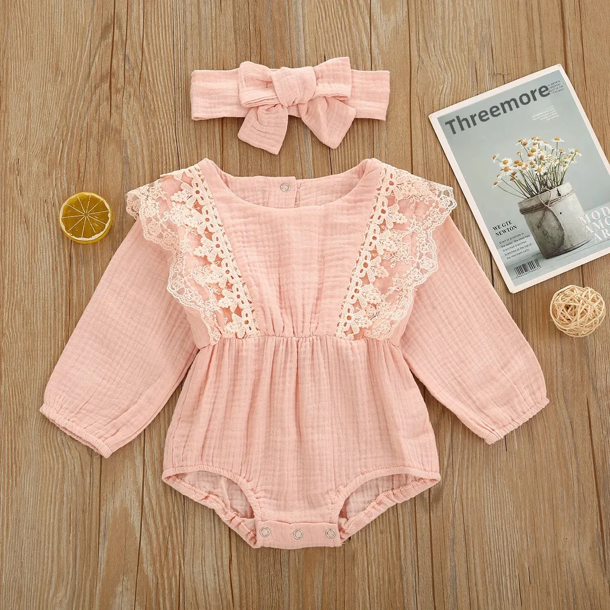Autumn Baby Girl Romper Long Sleeve Birthday Party Baby Wrap Cotton Onesie Crawling Suit Skirt for 3-6 Months Old Infants