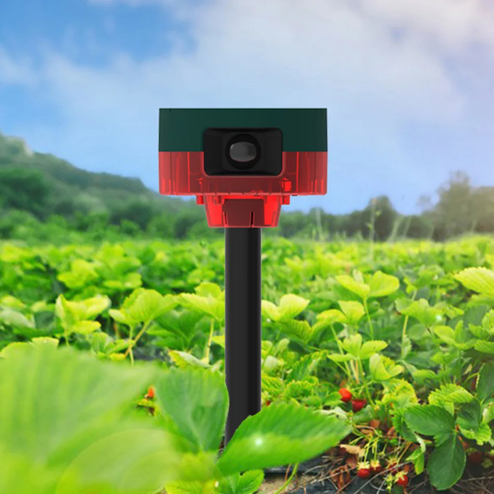 Solar Powered Animal Repeller with Flashing Light for Farms and Orchards