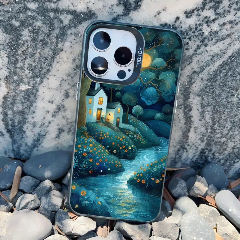 Hübsche Mondlicht-Wald-Handyhülle für iPhone 17 16 15 14 Pro Max Plus 13 Mini 12 11 Pro Max Stoßfeste Laser-Rückabdeckung Fundas – Detail 3