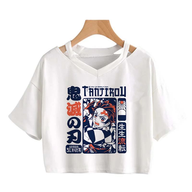 Demon Slayer T Shirt Women Kawaii Kimetsu No Yaiba Graphic Tees Tanjirou Kamado Tops Japanese Anime Tshirt Manga T-shirt Female tees Tees