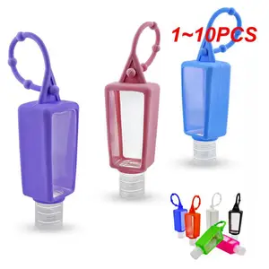 1~10PCS 30ml Silicone Mini Hand Sanitizer Hand Gel Holder Refillable Hook Empty Squeeze Bottles Portable Travel Soap Dispenser