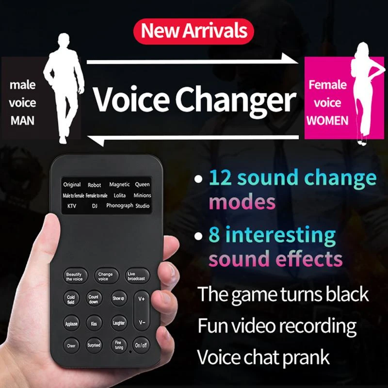 Voice Changer Microphone Mini Sound Card 12 Sound 8 Effect Change Modes For Phone Computer PC Game Machine studio microphone