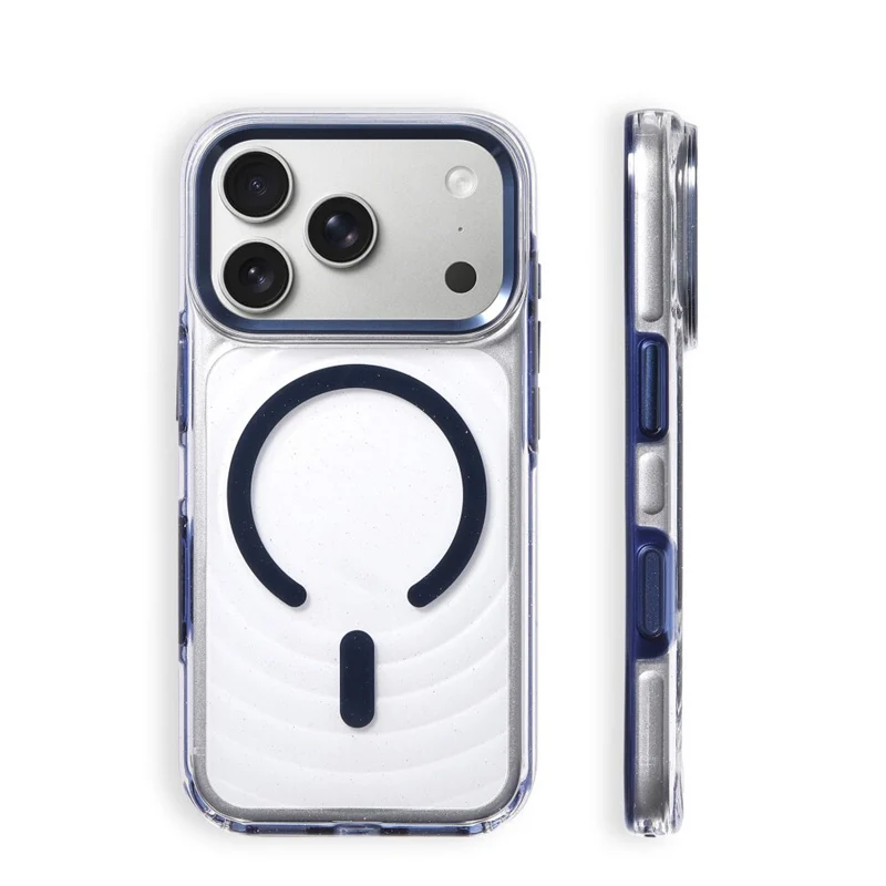 Bling Glitter Clear Ripple Magnetic Phone Case with Touch Camera Button and Wireless Charging