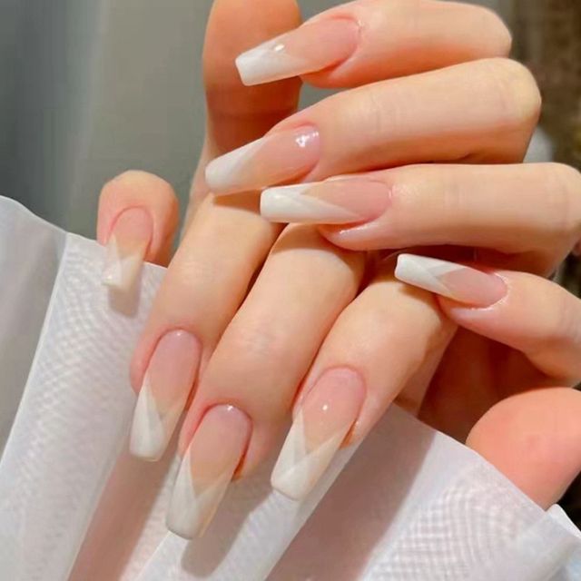 Detachable Jelly Gradient with design False Nails Wearable Ballerina Coffin Fake Nails Full Cover Nail Tips Press On Nails