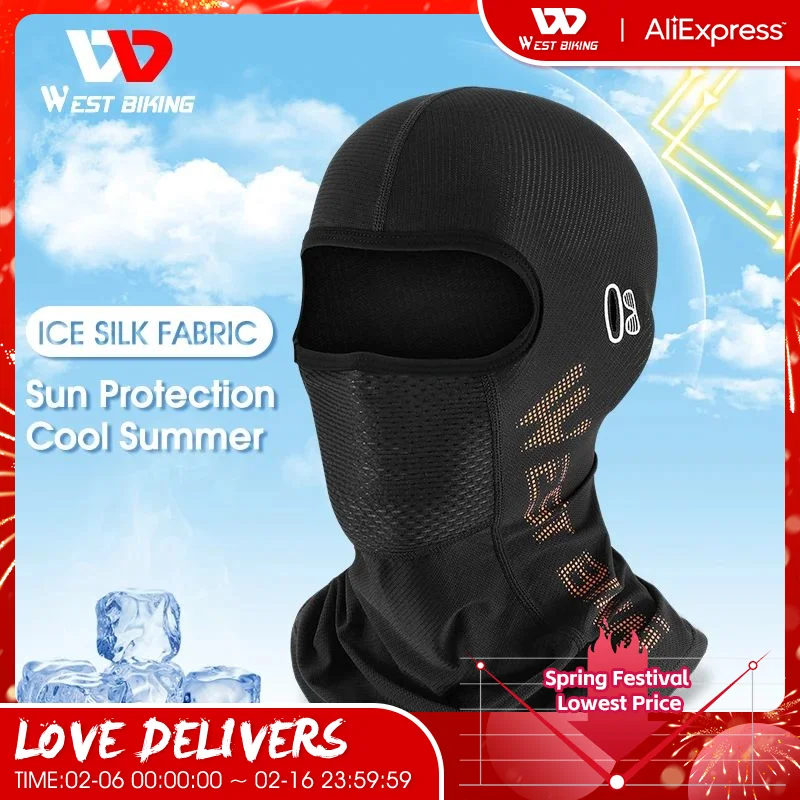 

WEST BIKING Cycling Cap Summer Ice Silk Balaclava Helmet Liner Fishing Bike Full Face Cover Sports Headwear Scarf Anti-UV Hat