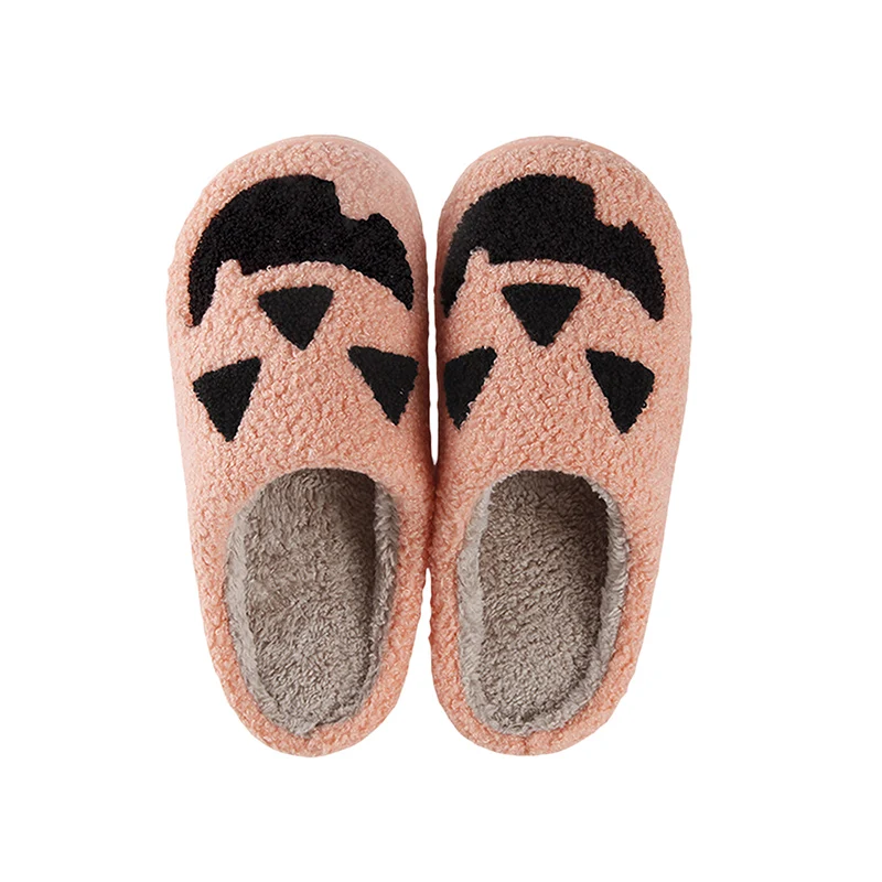 BeQeuewll Womens Halloween Pumpkin Slippers Cute Household Indoor Thickened Warm Plush Non-Slip Slippers for Ladies And Girls puppy pattern pajamas ladies autumn long sleeved cotton cartoon cute spring and autumn large size comfortable home service suit