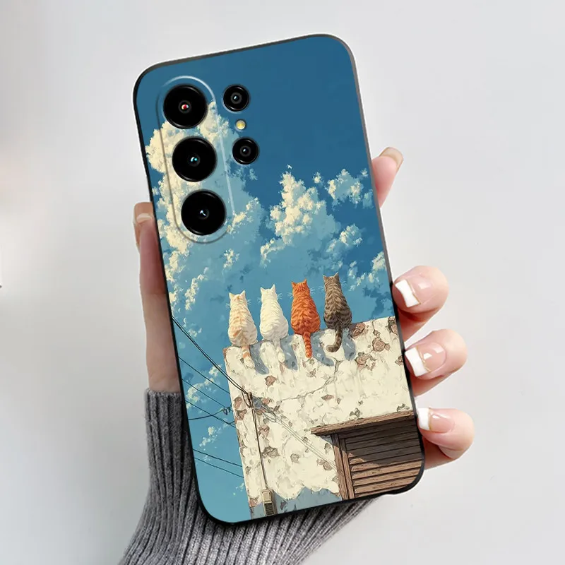 Anti-Scratch Black Cat Pattern Soft Phone Case