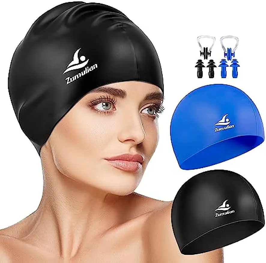 Silicone Swim Cap for Men &Women,3D Ergonomic Design Swimming Caps with Ear Plug and Nose Clip Suit for Long Hair lenovo gp70n usb2 0 external optical drive dvd recorder compact design support reading recording plug and play wide compatibility