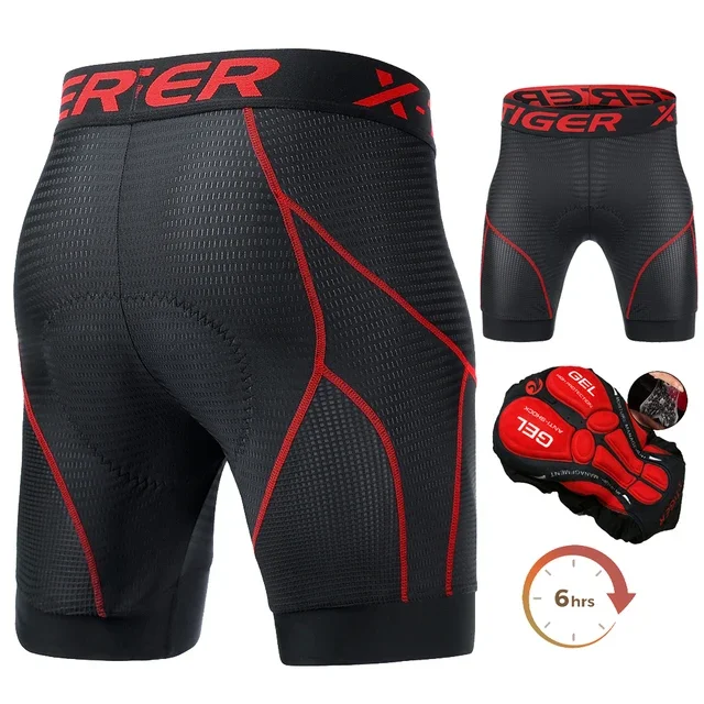 Mens Cycling Underwear Shorts 5D Padded Sports Riding Bike Bicycle MTB Liner Shorts with Anti-Slip Leg Grips