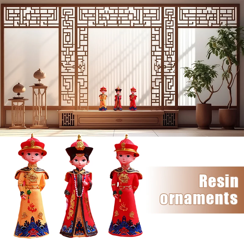 

Chinese Emperor Empress Figurine Retro Palace Style Resin Queen Ornament Traditional Costume Wedding Home Decor Statue Crafts