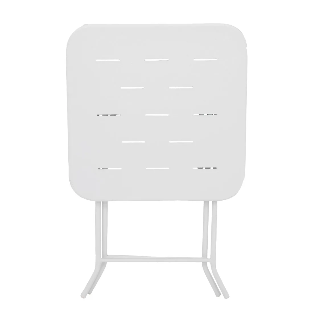 3-teiliges klappbares Bistro-Set für den Außenbereich, E-beschichtet, 2 Stühle und 1 Tisch, wetterbeständig, weiß – Detail 12