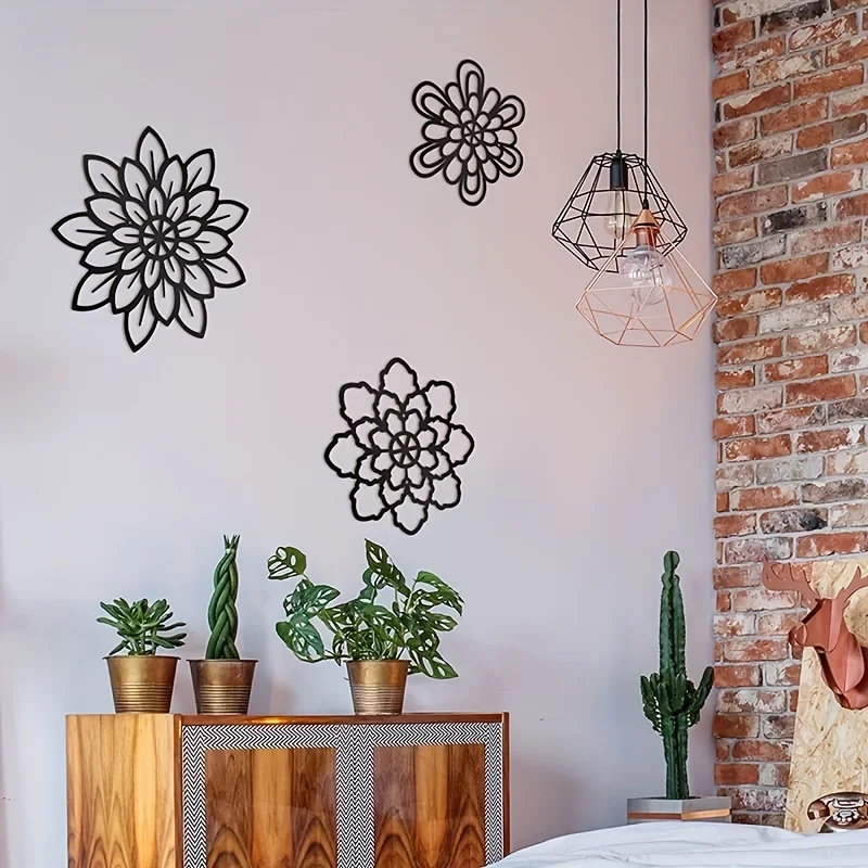 

3pcs Rustic Metal Flower Wall Decor for Farmhouse Style Home Decor - Perfect for Bathroom, Living Room, Office, Garden