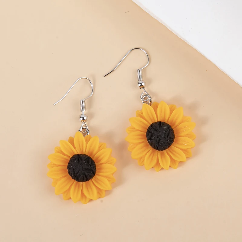 Resin Daisy Chrysanthemum SunFlower Drop Earrings 1pair Multi-szie DangleEarrings Pendant For DIY Jewelry Gifts