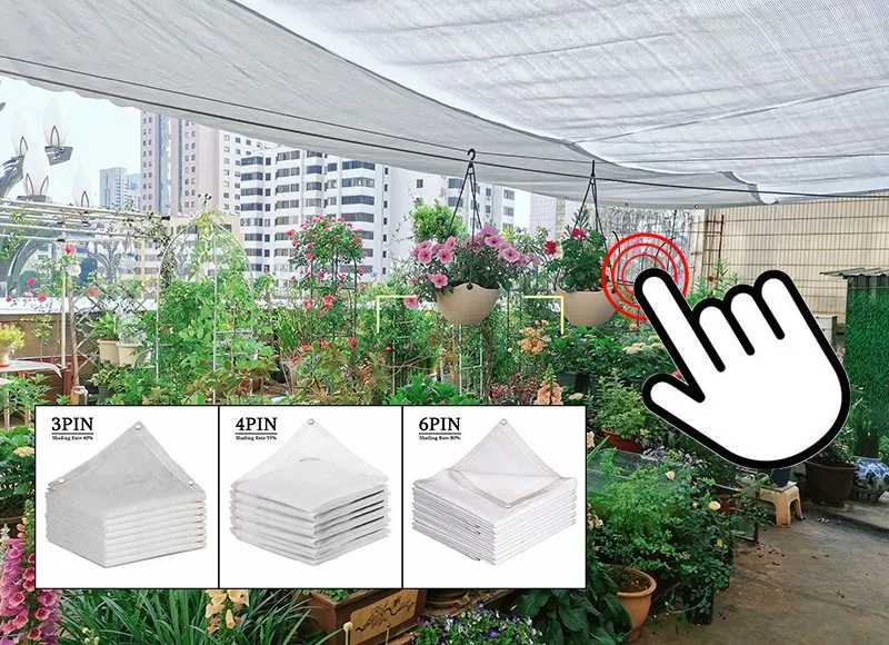 Description Picture 4 of item4/6/12PIN Black Sunshade Net Anti-UV Plant Cover Mesh Garden Sun Shed Gazebo Awning Outdoor Sun Shade Netting Shading 50~90%