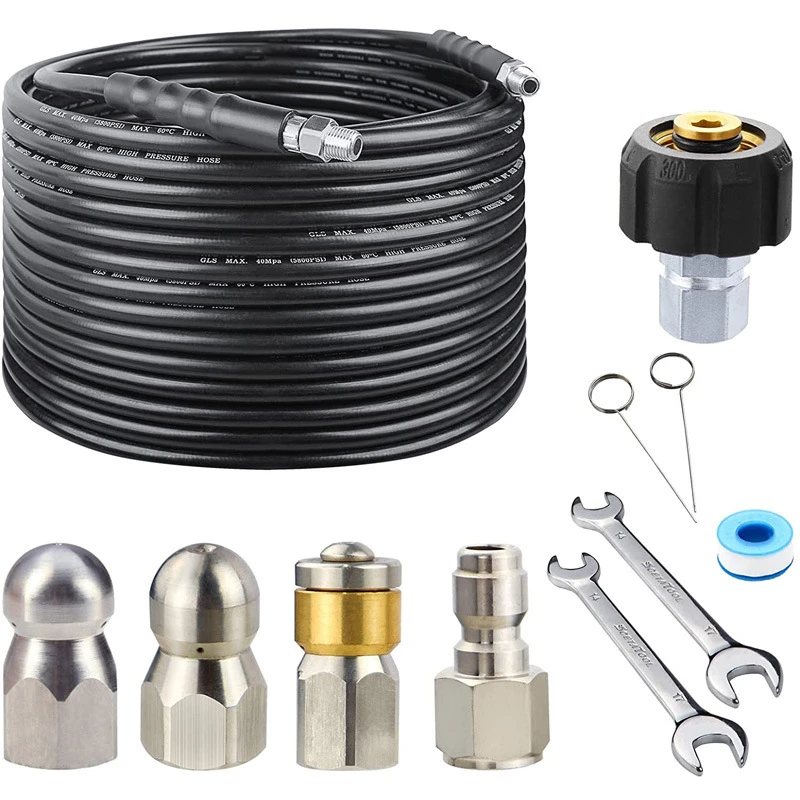 Sewer Jetter Kit 30M/100FT for High Pressure Washer 5800PSI Drain
