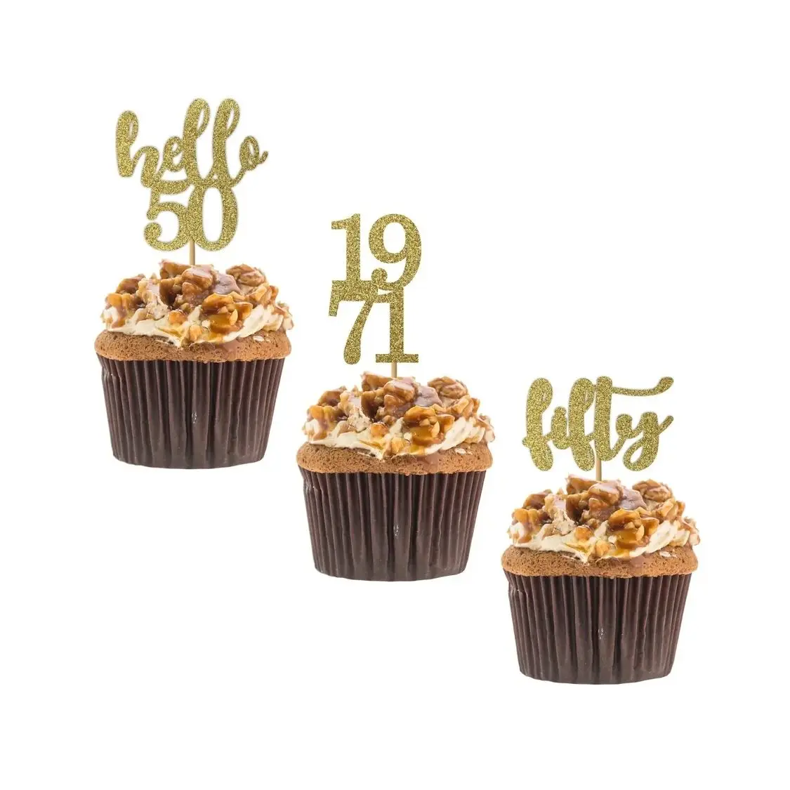 24 Pezzi Hello 50 Cupcake Topper, 50Th Birthday, Hello Fifty Cupcake Topper, Custom Age Cupcake Topper, Compleanno Cupcake