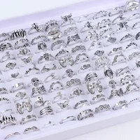 10/20/30/50Pcs/Lot Punk Finger Ring Set For Men Women Mix Style Flower Tai Ji Heart Love Snake Jewelry Party Gifts 1