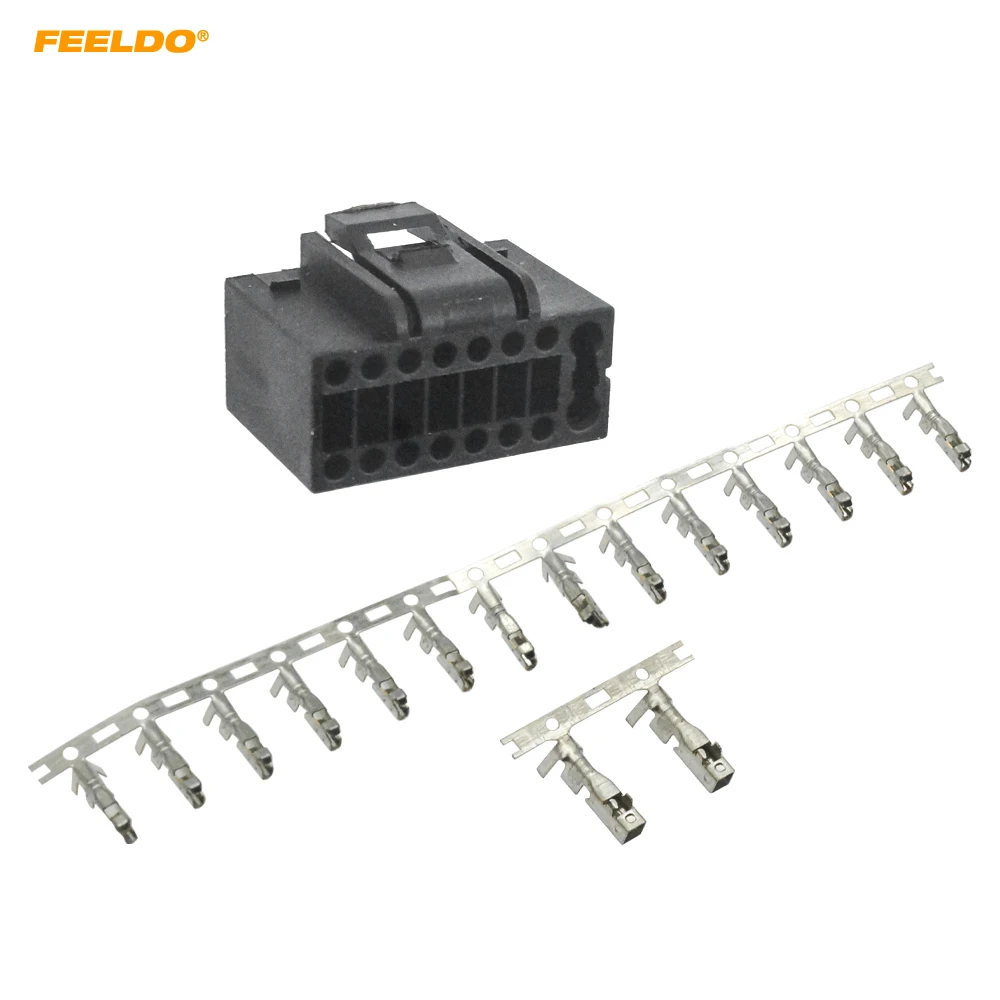 

FEELDO Car Audio CD player Connector 16pcs Terminal 16 Pins Socket for Chevrolet Chery Landwind Fashion CD/DVD DIY Plug Changer