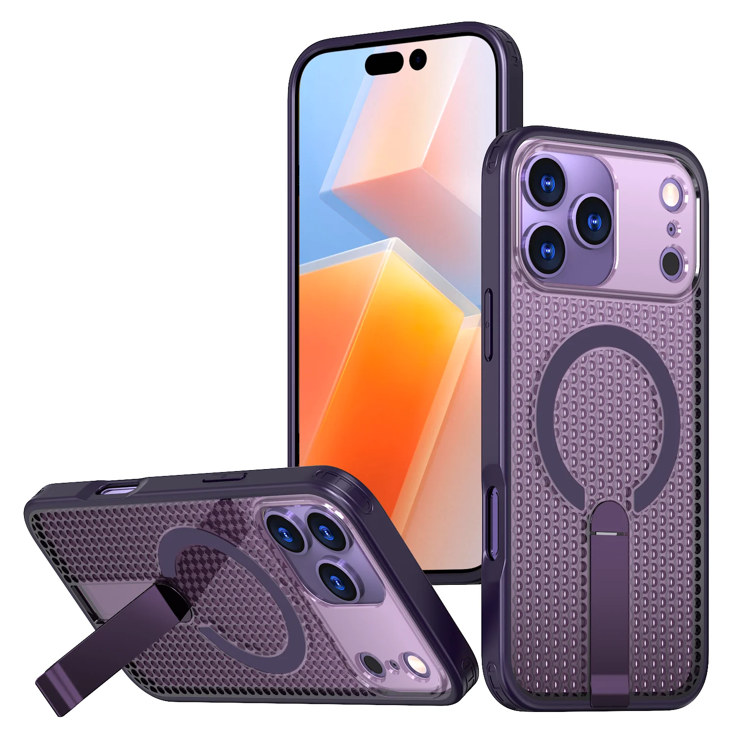 Luxury Magnetic Bracket Rugged Phone Case with Heat Dissipation