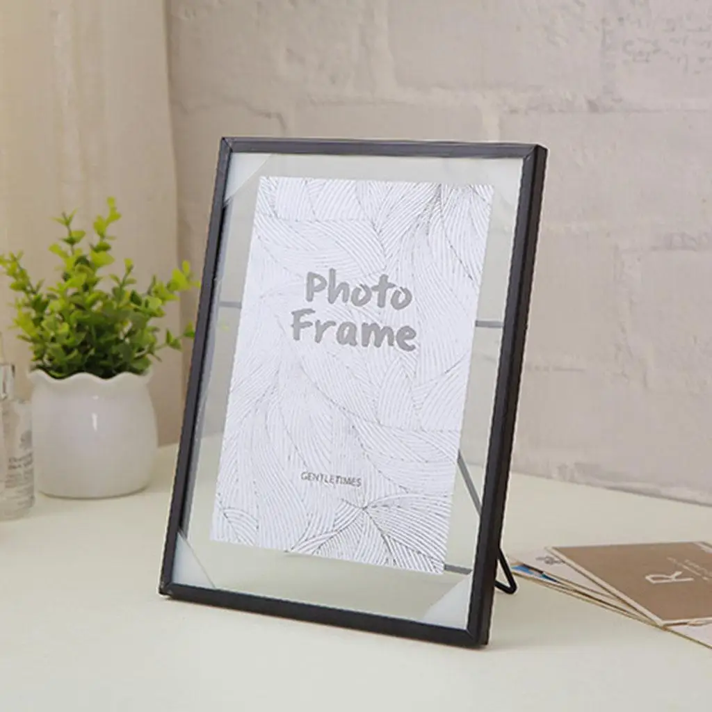 Glass Photo Frame Metal Frame Artwork Picture Photos Dried Flower Office