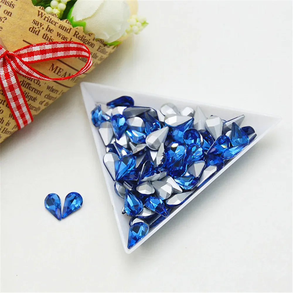 50pcs Colorful Waterdrop Rhinestone Glass Crystal Accessories