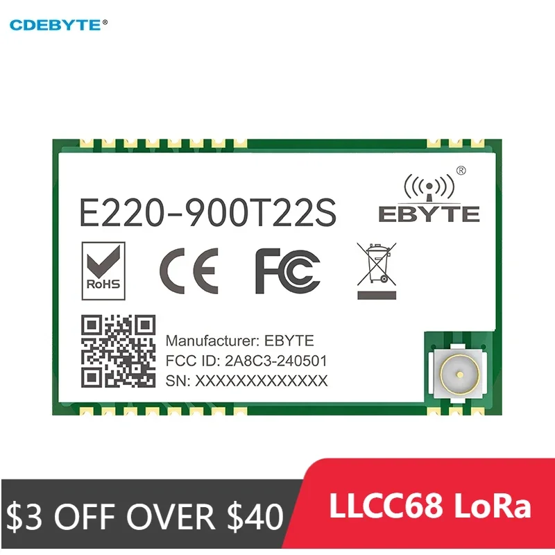 LLCC68 LoRa Module CDEBYTE E220-900T22S 873.125MHz 22dBm Long Range UART WOR Wireless Transmitter Receiver