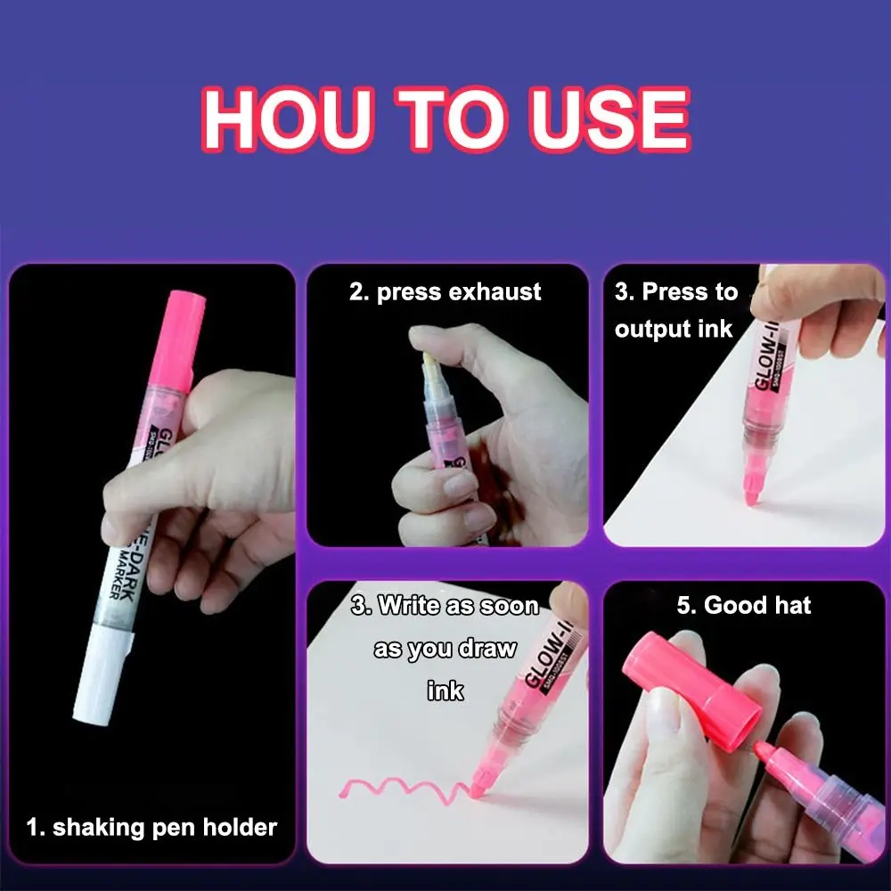 Marker Pen Personalized Dual Tip DIY Graffiti Hand Painting Luminous Magic Glow in The Dark Fluorescent Student Gift