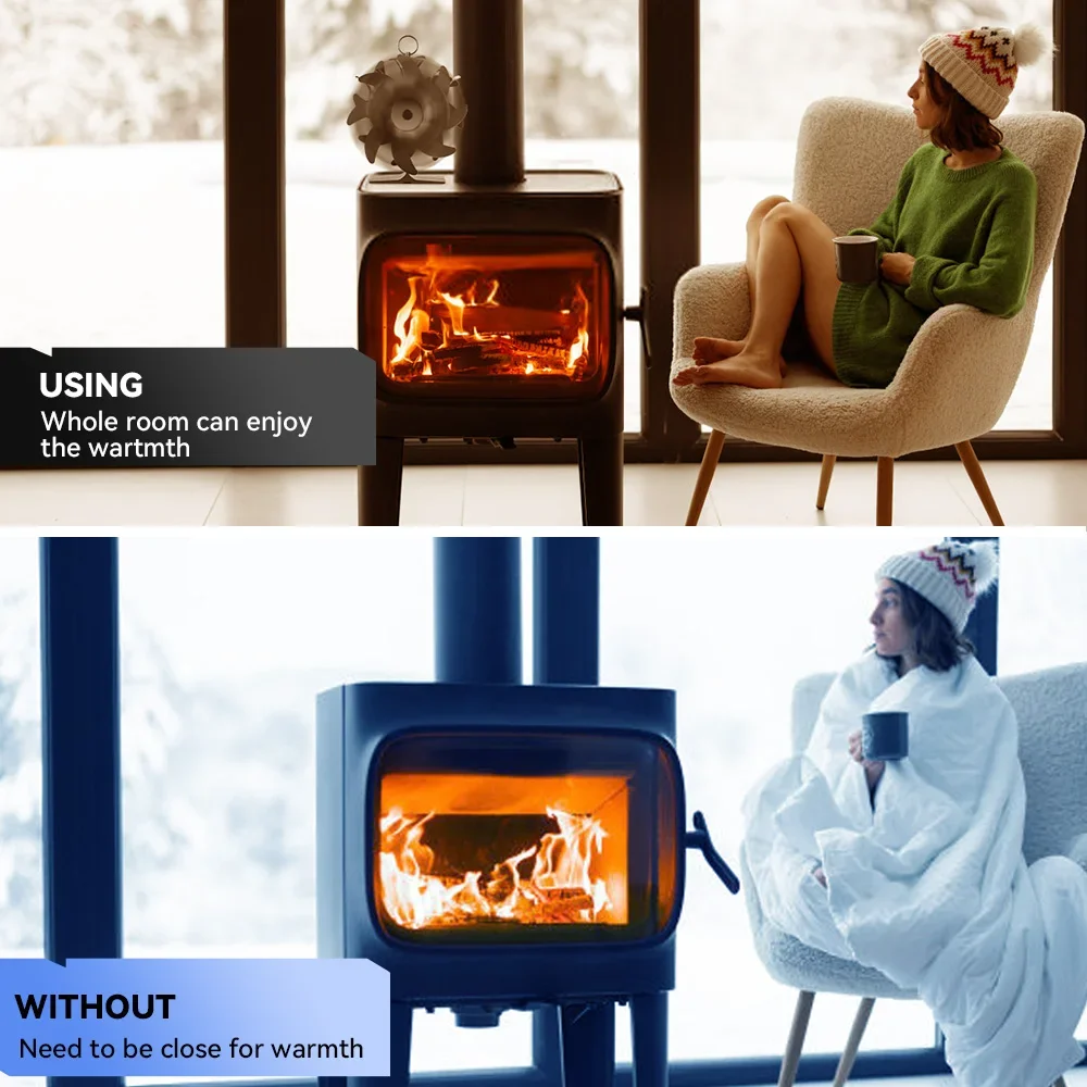 16 Blades Double Sided Fireplace Fan Log Wood Burner Ecological Efficient Home Heat Distribution Quiet Stove Fan