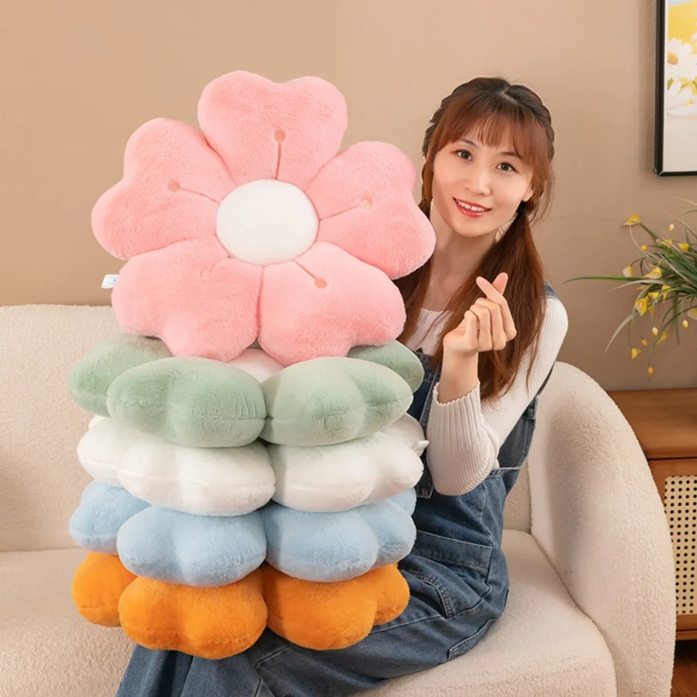 Kids Toy Plush Cherry Blossom Pillow Soft Flower Shaped Seat Cushion Easy Rebound Thickened Chair Cushion Bedroom