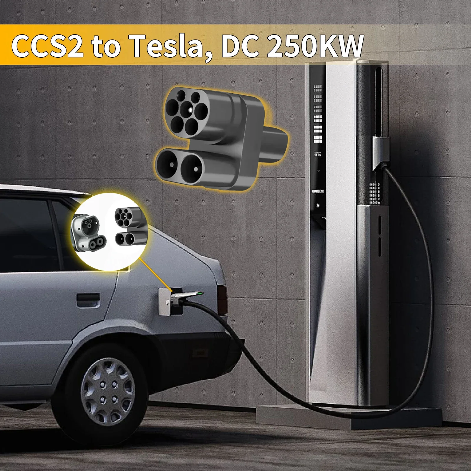 SUSUTOO CCS2 to NACS EV Charging Adapter 250A CCS2 Combo NACS Convertor for Car Charger Adapterr
