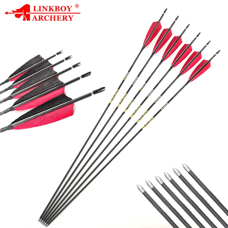 Flèche Carbone Tir à L'Arc ID 4.2mm - Spine 300-900 - Pour Arc Compound/Recurve - Neuf