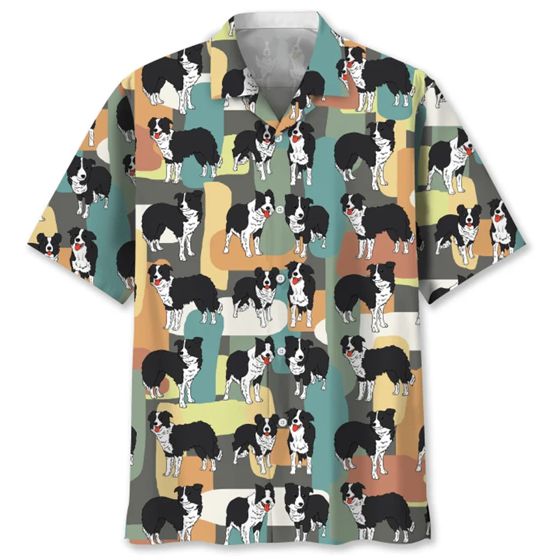 

Dog Graphics Hawaiian Shirts For Men 3D Printed Animal Short Sleeve Street Button Blouse Summer Women Y2k Oversized Lapel Shirt