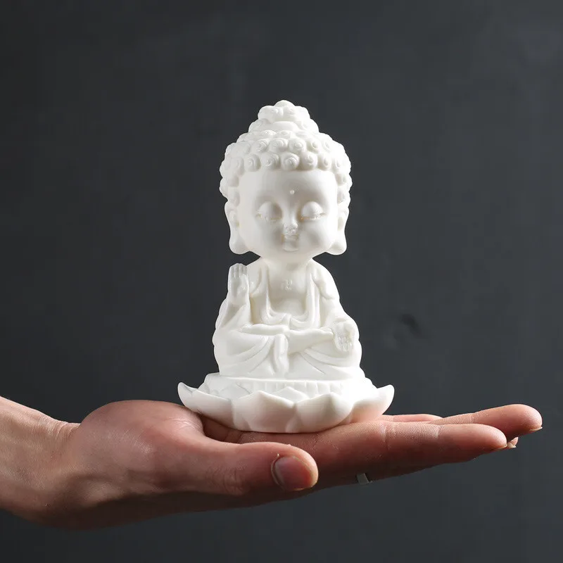 부처님 차 애완 동물 장식품 선(禪) 작은 부처님 조각상 집 장식 진열대 장식 ..