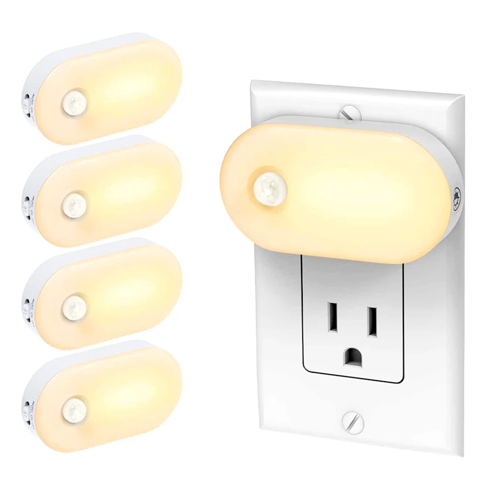 PIR Motion Sensor Night Light Stepless Adjustable Brightness Plug-in LED Wall Lamp Bedside Lamp for Stair Hallway Aisle Lighting