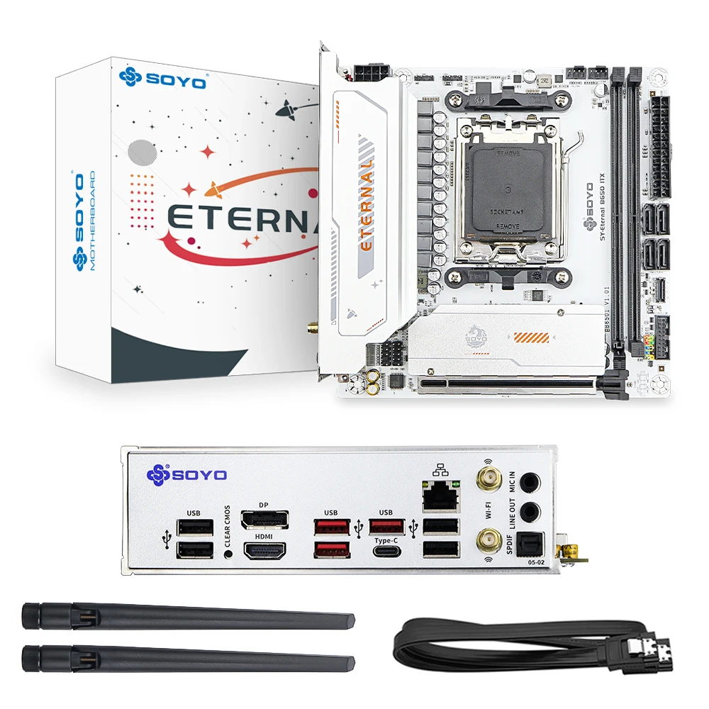 Soyo amd eterno b650itx wifi6 placa-mãe duplo canal ddr5 am5