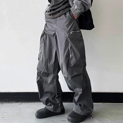 Black Baggy Cargo Pants Fashion Harajuku Straight Trousers Men's Y2K Vintage Baggy Casual Pocket Streetwear Hip Hop Korean Style