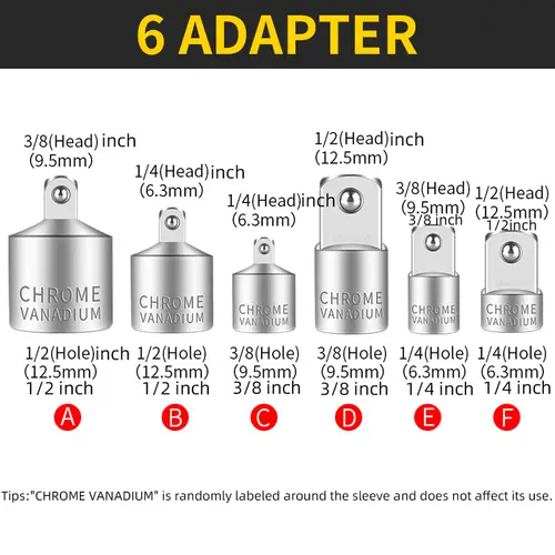 Onnfang Socket Adapter Drive Head Ratchet Wrench 1/2 3/8 1/4 CR-V Chrome Vanadium Steel for Car Bicycle Garage Home Repair Tools - Image 10
