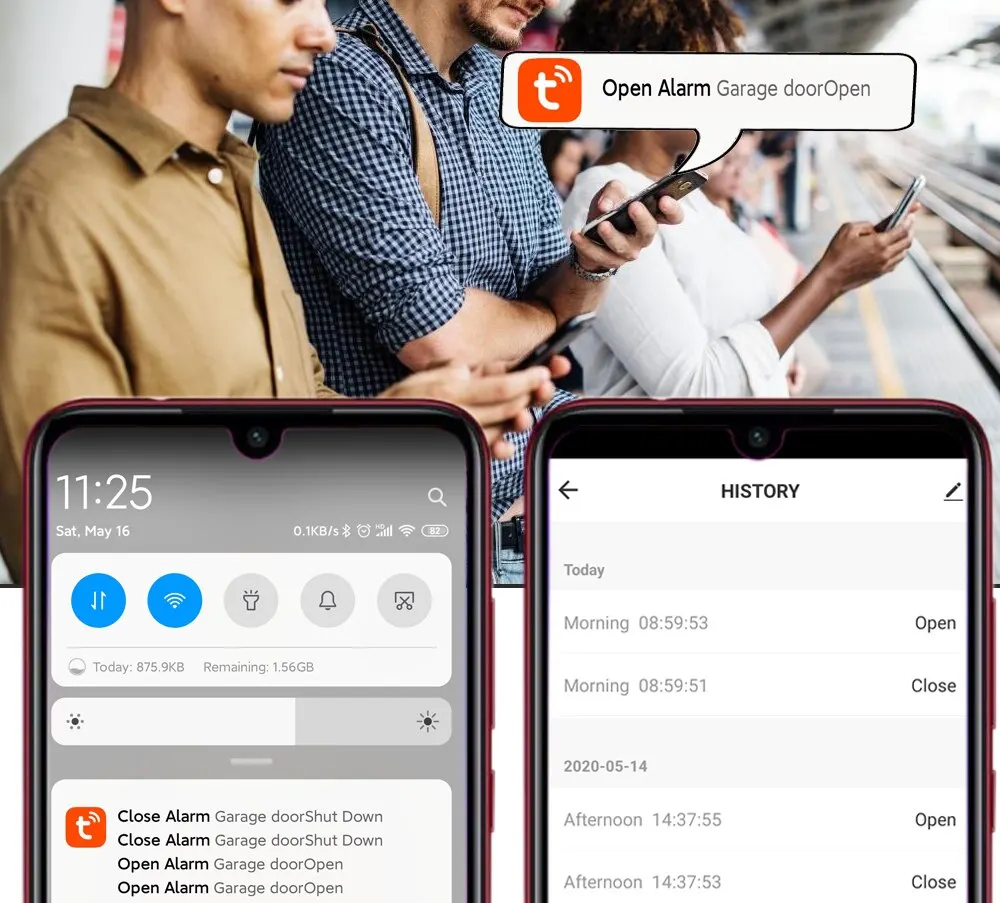 مفتاح Tuya WiFi للتحكم في باب المرآب ، باب ذكي يعم...