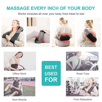 Medcursor Electric Neck And Back Massager Neck And Shoulder Kneading Massage Pillow Neck Cervical Back Massage Shawl 6