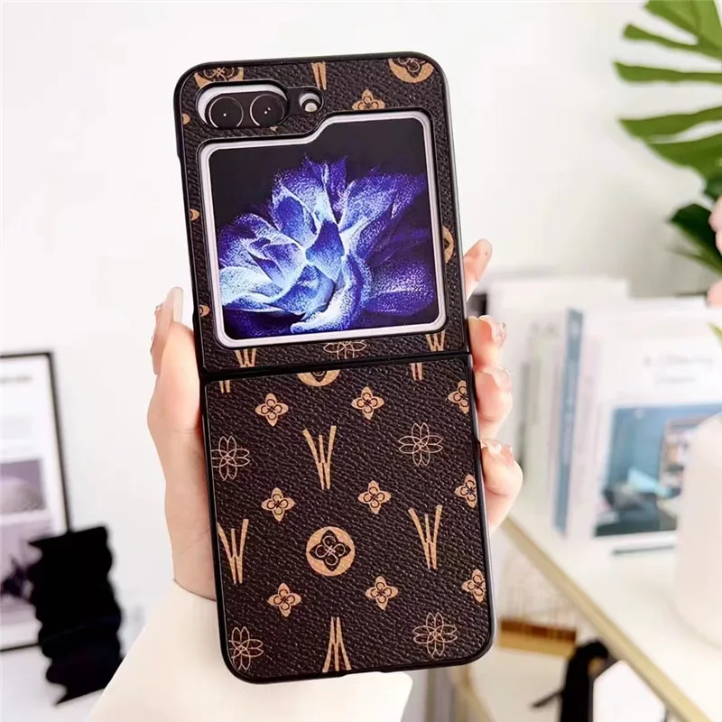 Luxury Simple Stylish Brand Geometric Patterns Leather Hard Phone