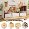 Shelf with Storage Boxes, Wooden Toy Storage Organizer for Books Toys, 2 Shelf Bookcase, 5-Section Storage Cabinet 3