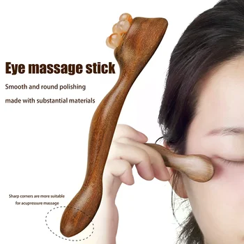 Strumento professionale di bellezza Gua Sha per il viso in ottone e palissandro, portatile per il rilassamento degli occhi e il massaggio meridiano dei punti di agopuntura