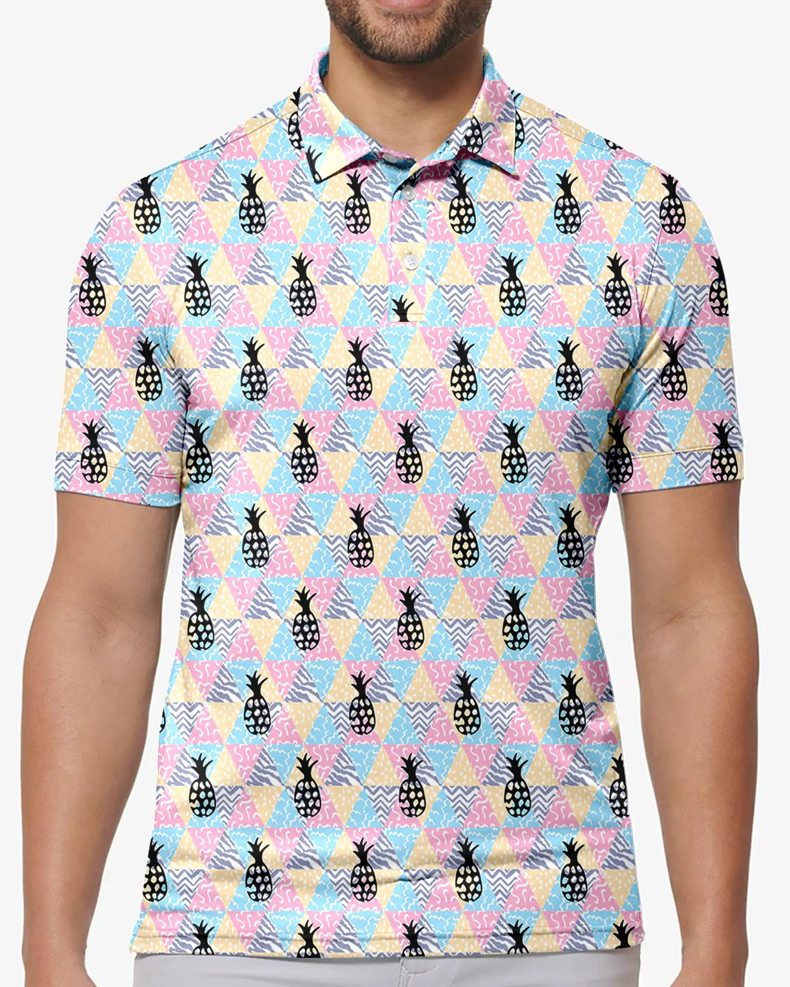 

Pineapple Paradise Polo T-Shirts Art Print Trending Shirt Summer Short-Sleeve Custom Clothing