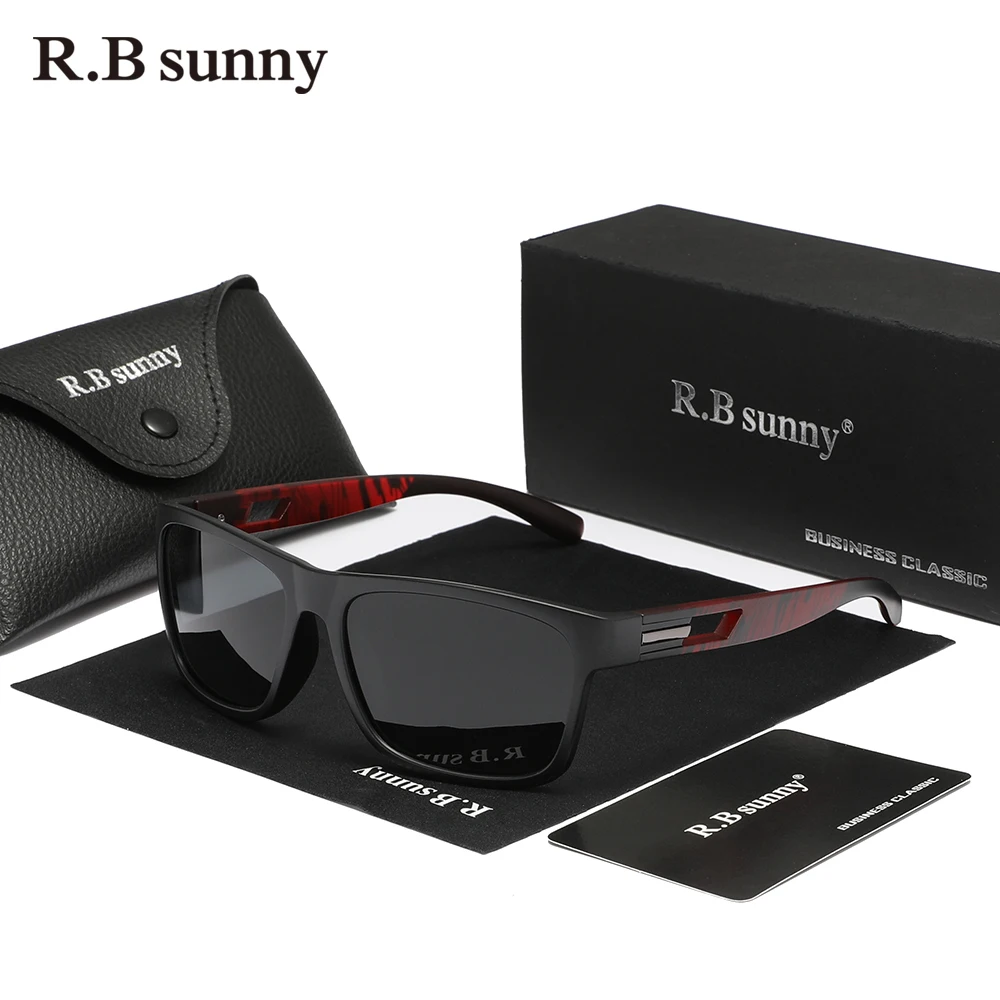 RBsunny 남성용 스포츠 편광 선글라스, 직사각형 풀 프레임, UV400 미러 렌즈 안경, 패션 반사 방지 안경