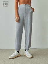 

ZIQIAO High Waist Decoration Ankle-length Pants Loose Waist Straight Soft Office Lady Solid Grey Spring Pocket Design Trousers
